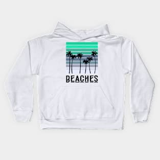 minimalistic blue summer palm tree beach Kids Hoodie